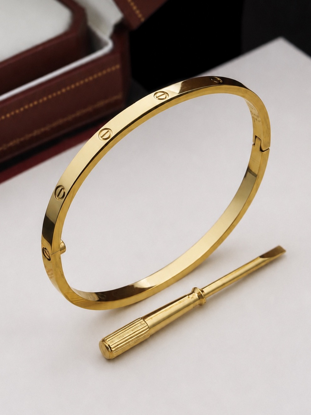 Stamped Love Gold Bangle Bracelet No Stones